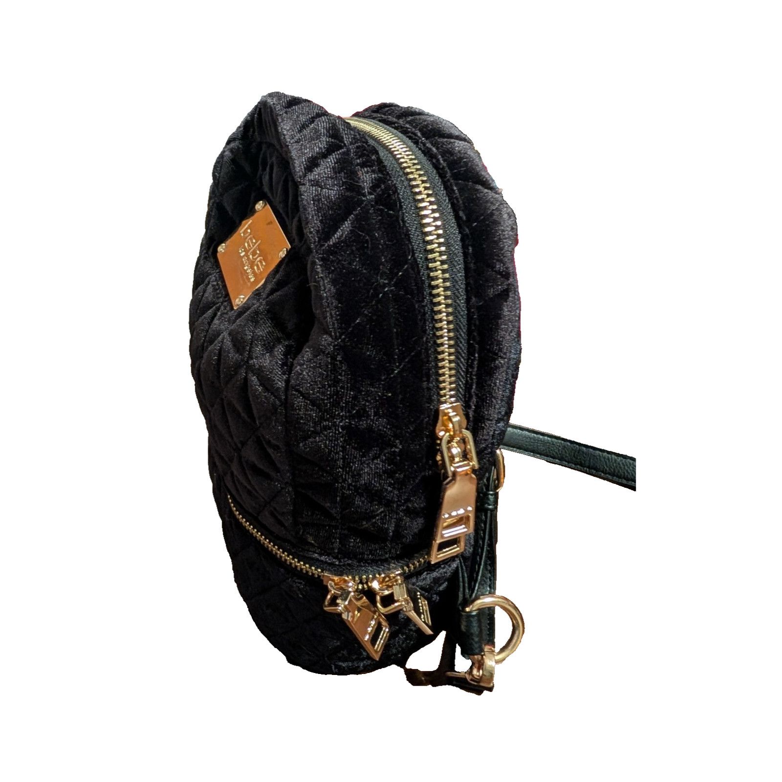 Bebe BEBE Quilted Black Velvet Mini Backpack Gold Hardware NWT Size ONE SIZE - 2 Thumbnail