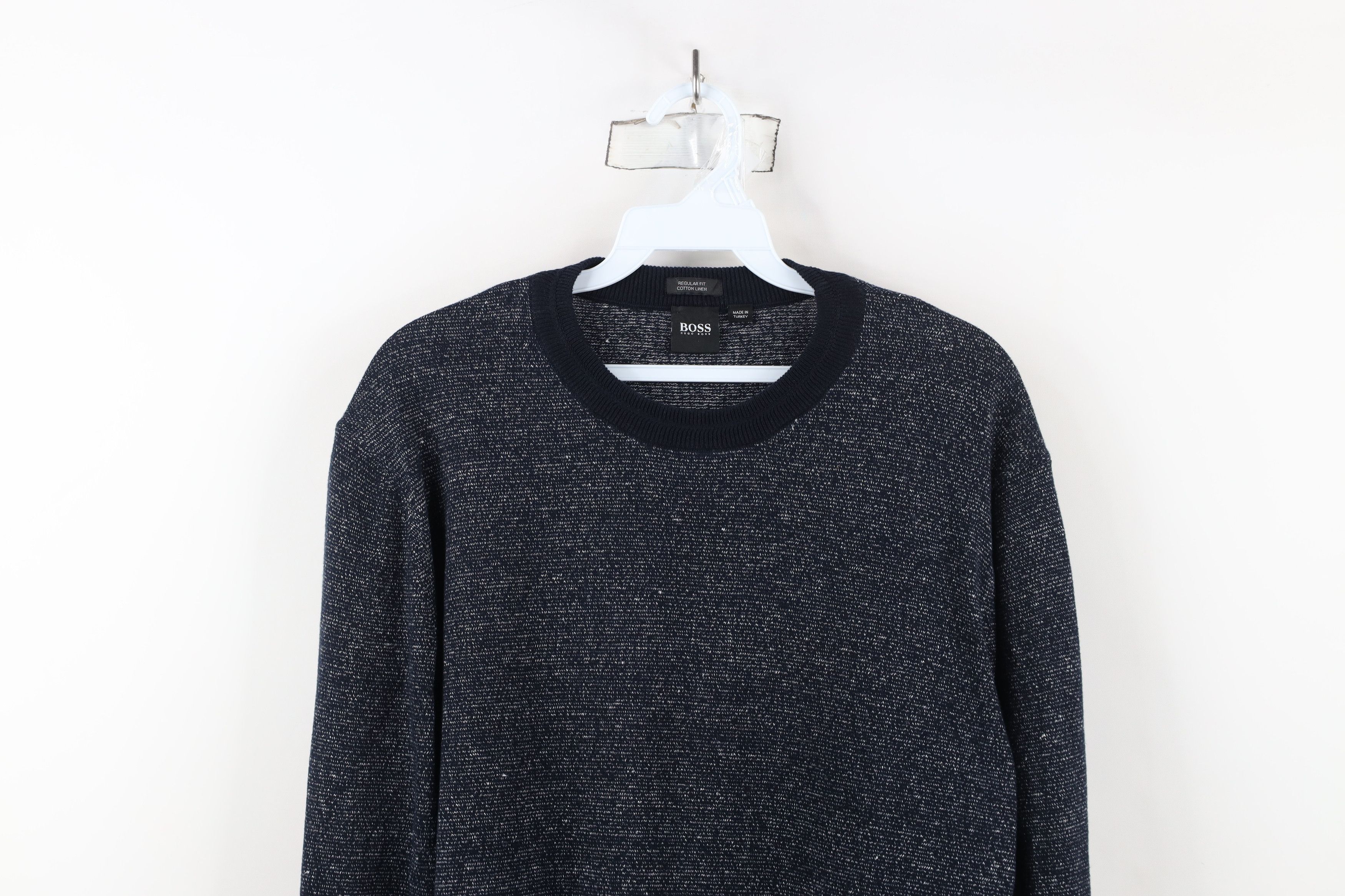 Hugo Boss × Vintage Hugo Boss Fit Cotton Linen Blend Knit Crewneck Sweater Blue Size US L / EU 52-54 / 3 - 2 Thumbnail