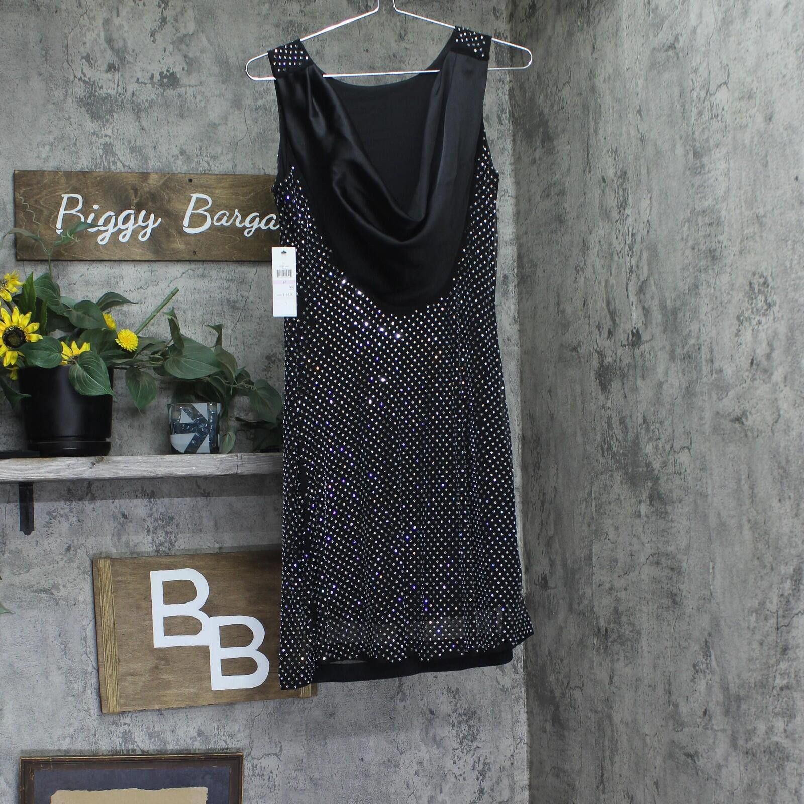 DKNY Nwt Dkny Studded Cowl-back Side Zip Dress Black / Silver 6p Size M / US 6-8 / IT 42-44 - 2 Thumbnail