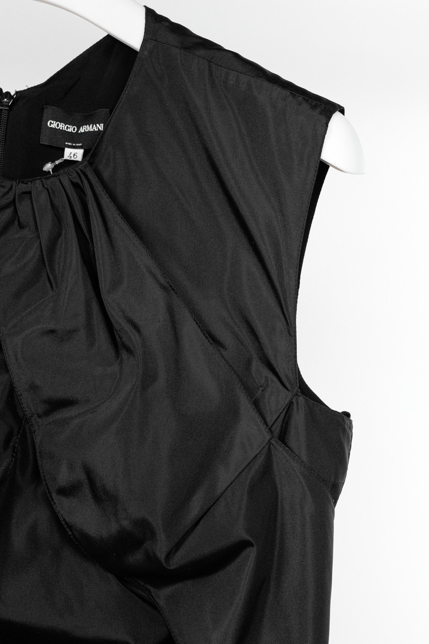 Giorgio Armani Giorgio Armani Black Silk Taffeta Draped Top Size XL / US 12-14 / IT 48-50 - 5 Thumbnail