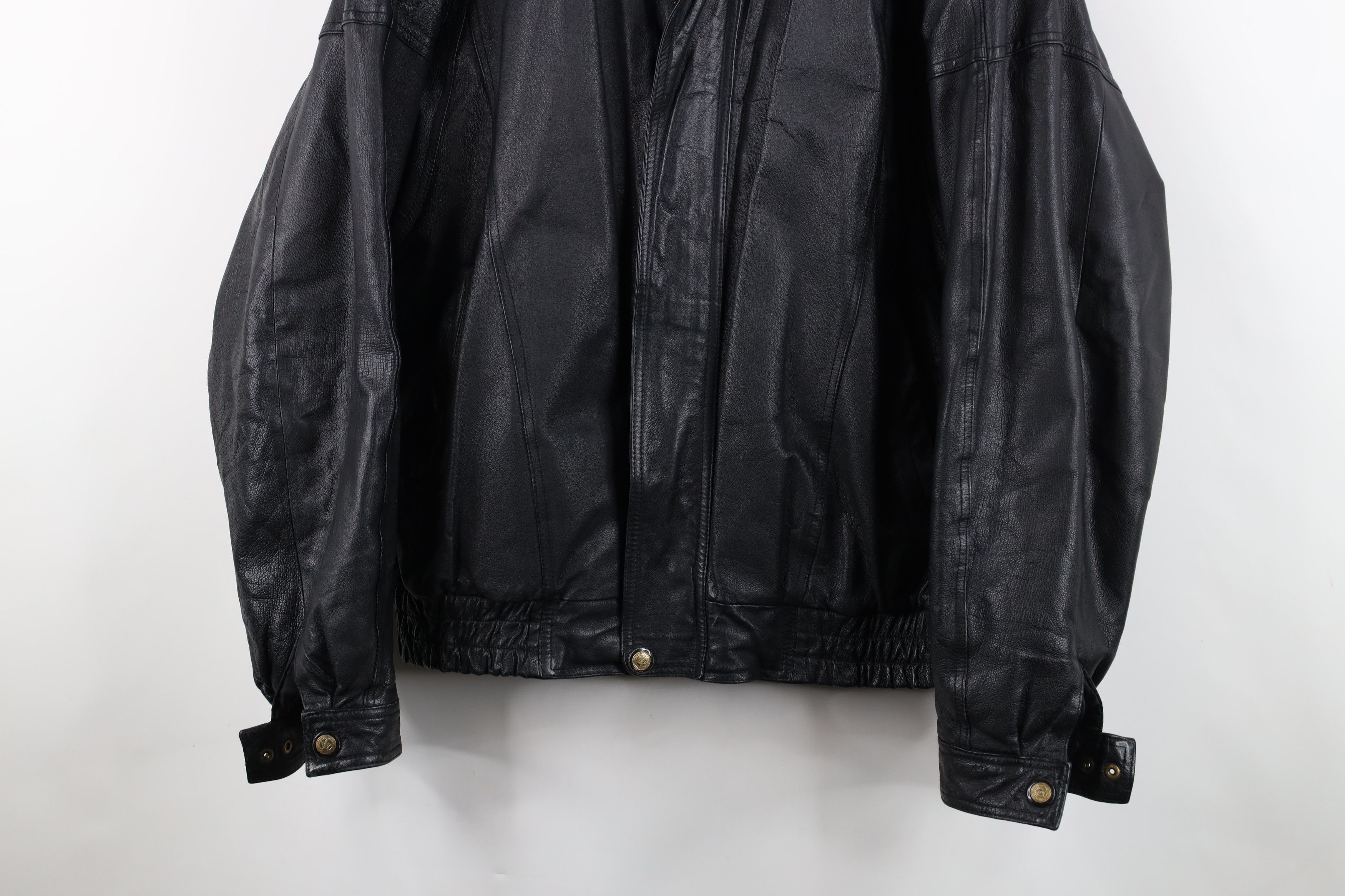 Vintage Vintage 90s Streetwear Leather Flight Bomber Jacket Black Size US L / EU 52-54 / 3 - 3 Thumbnail