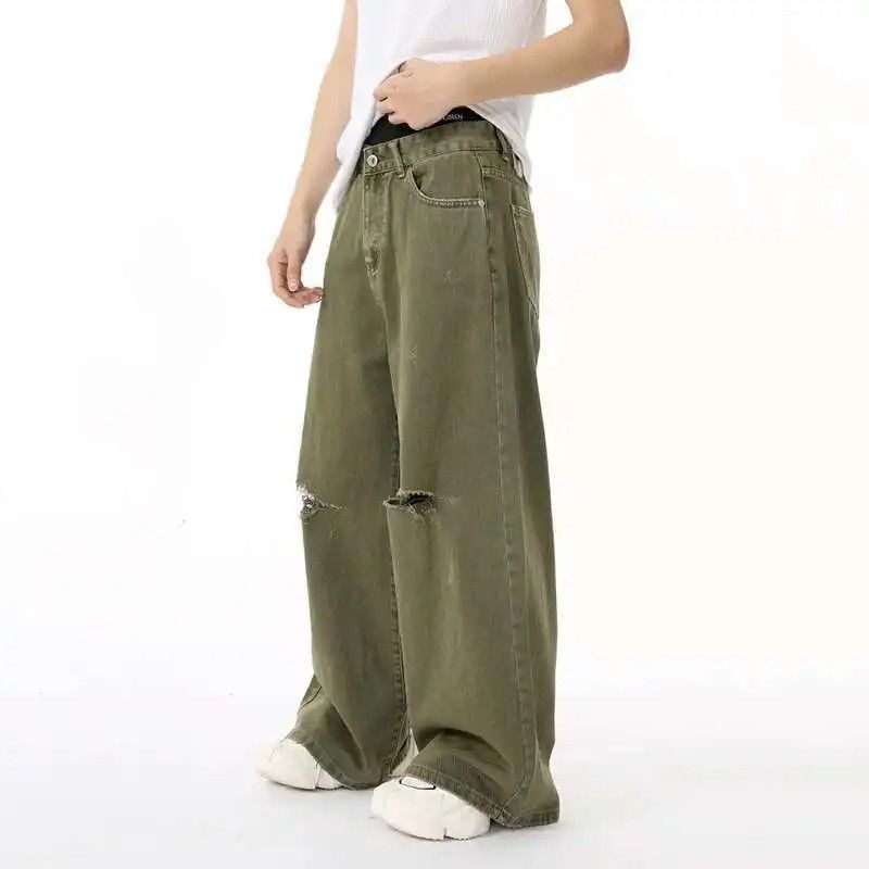 Jean Retro green ripped straight jeans Size US 32 / EU 48 - 4 Thumbnail