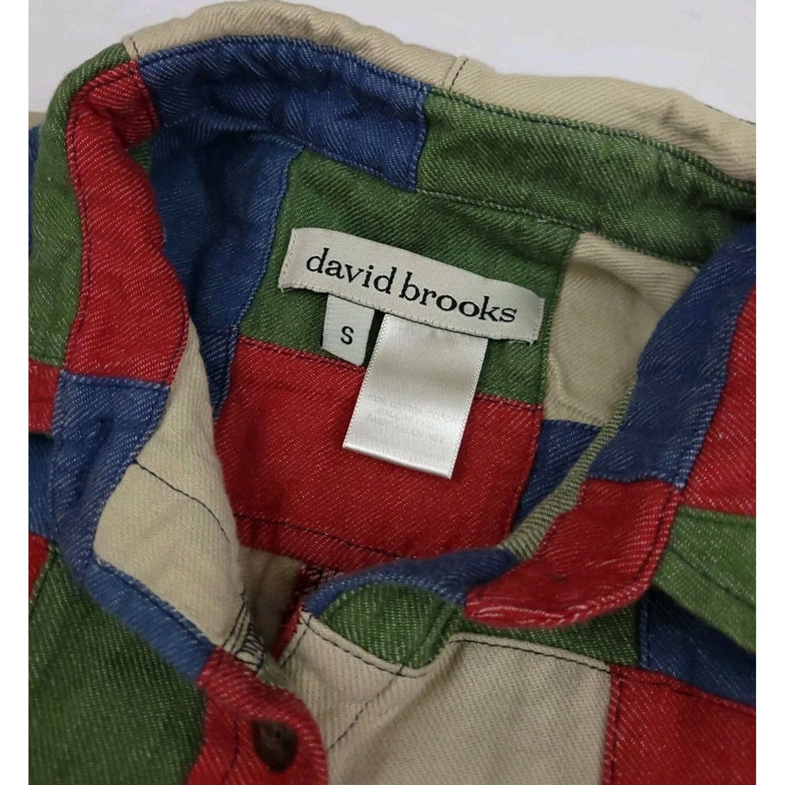 Vintage Brooks Shirt Adult S Multicolor Patchwork Cotton Button Up 90s Womens, Women's — image 3 of 4