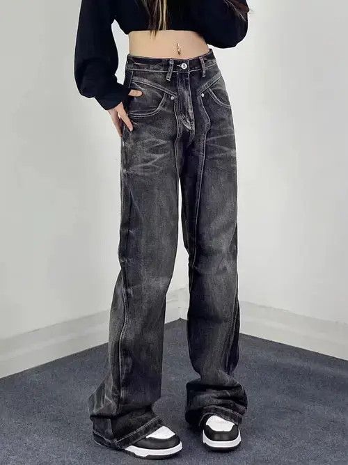 Jean Embroidered Baggy Stacked Flare Denim Jeans Size US 32 / EU 48 - 8 Thumbnail