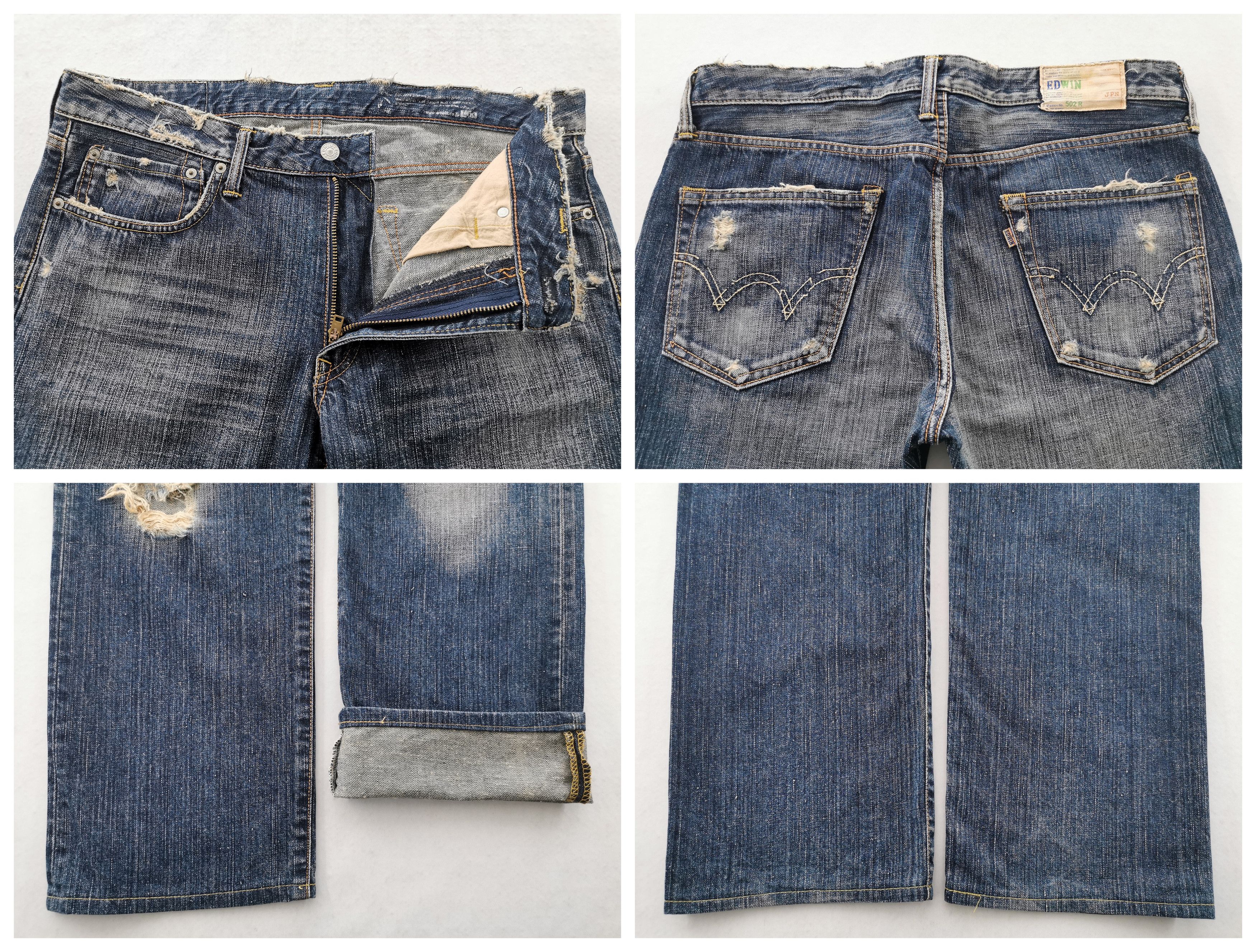 Edwin Distressed Vintage Edwin Lot 502R Denim Made In Japan Size US 37 - 7 Thumbnail