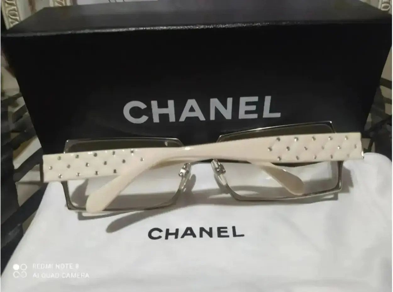 Chanel × Vintage CHANEL Sunglasses Rimless Rhinestone Rectangle