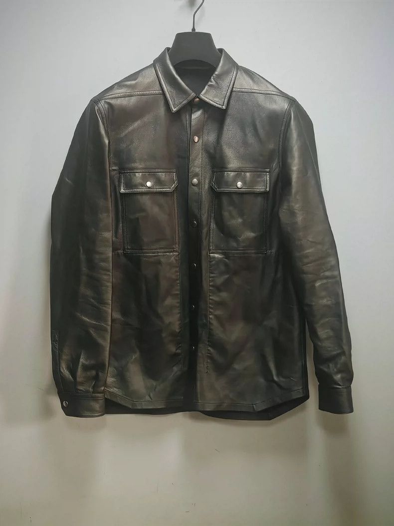 Rick Owens Rick Owens Metallic Coated Leather Jacket Size US L / EU 52-54 / 3 - 1 Thumbnail