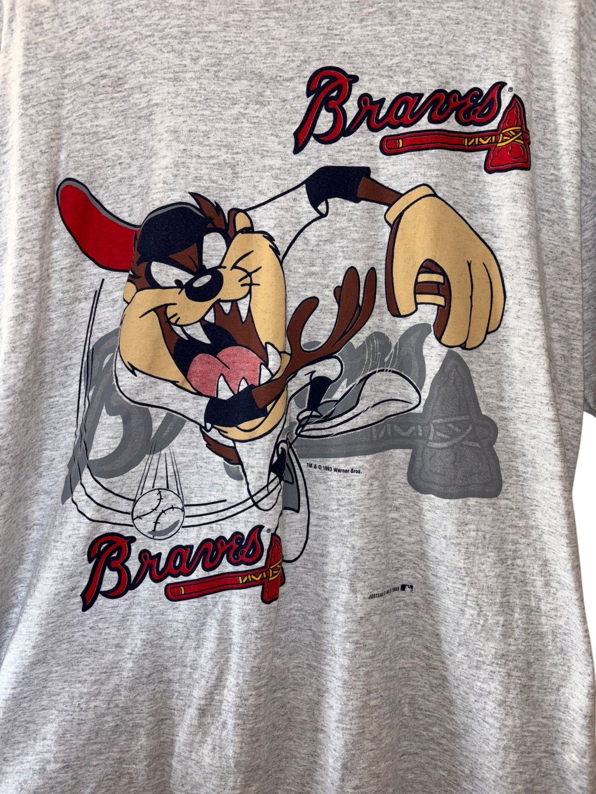 MLB × Vintage × Warner Bros Vintage 1993 Atlanta Braves Taz T-shirt by Jostens Size US XL / EU 56 / 4 - 2 Thumbnail