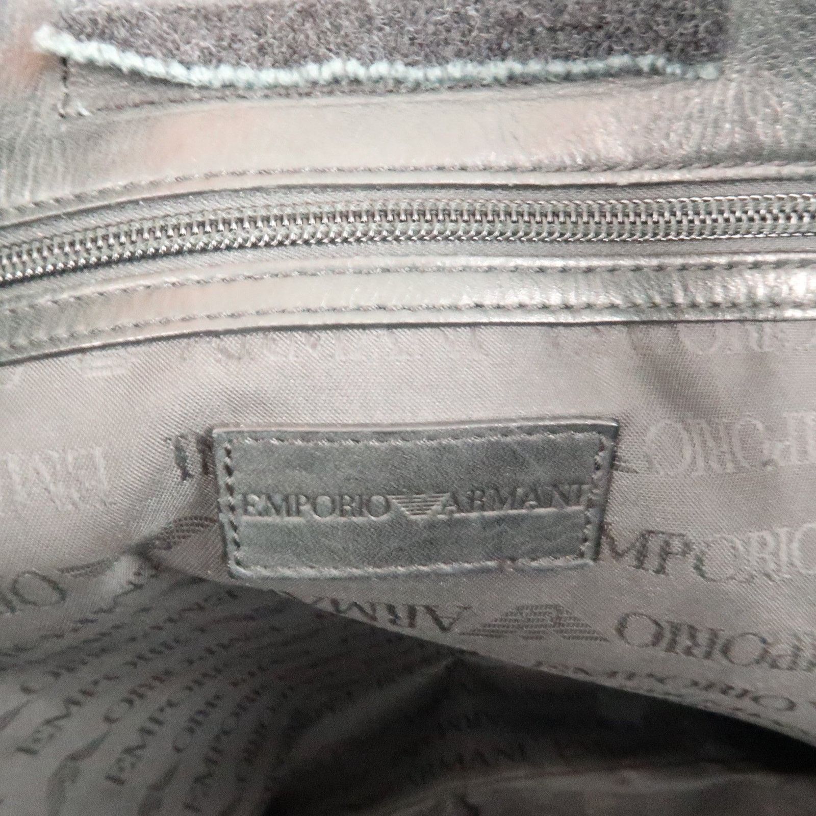 Emporio Armani EMPORIO ARMANI Charcoal Leather Patch Oversized Tote Bag Size ONE SIZE - 13 Thumbnail