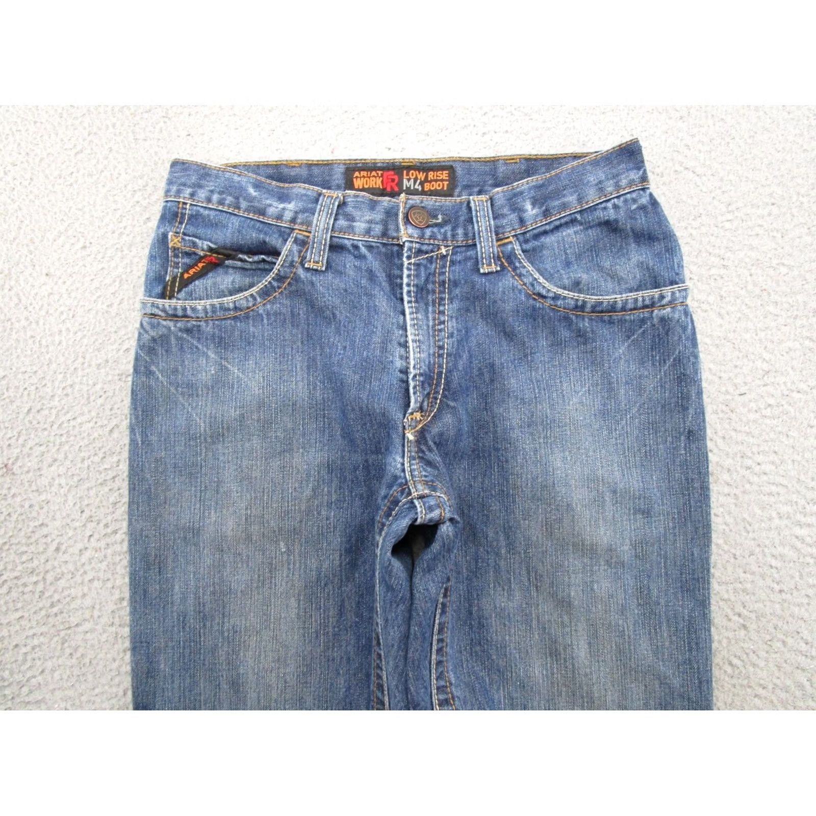 Ariat Ariat Jeans Blue Flame-Resistant M4 Low Rise Boot Cut 31x32 Men’s Denim 5-Pocket Slim Regular USA Cowboy Southwestern Size US 31 - 4 Thumbnail