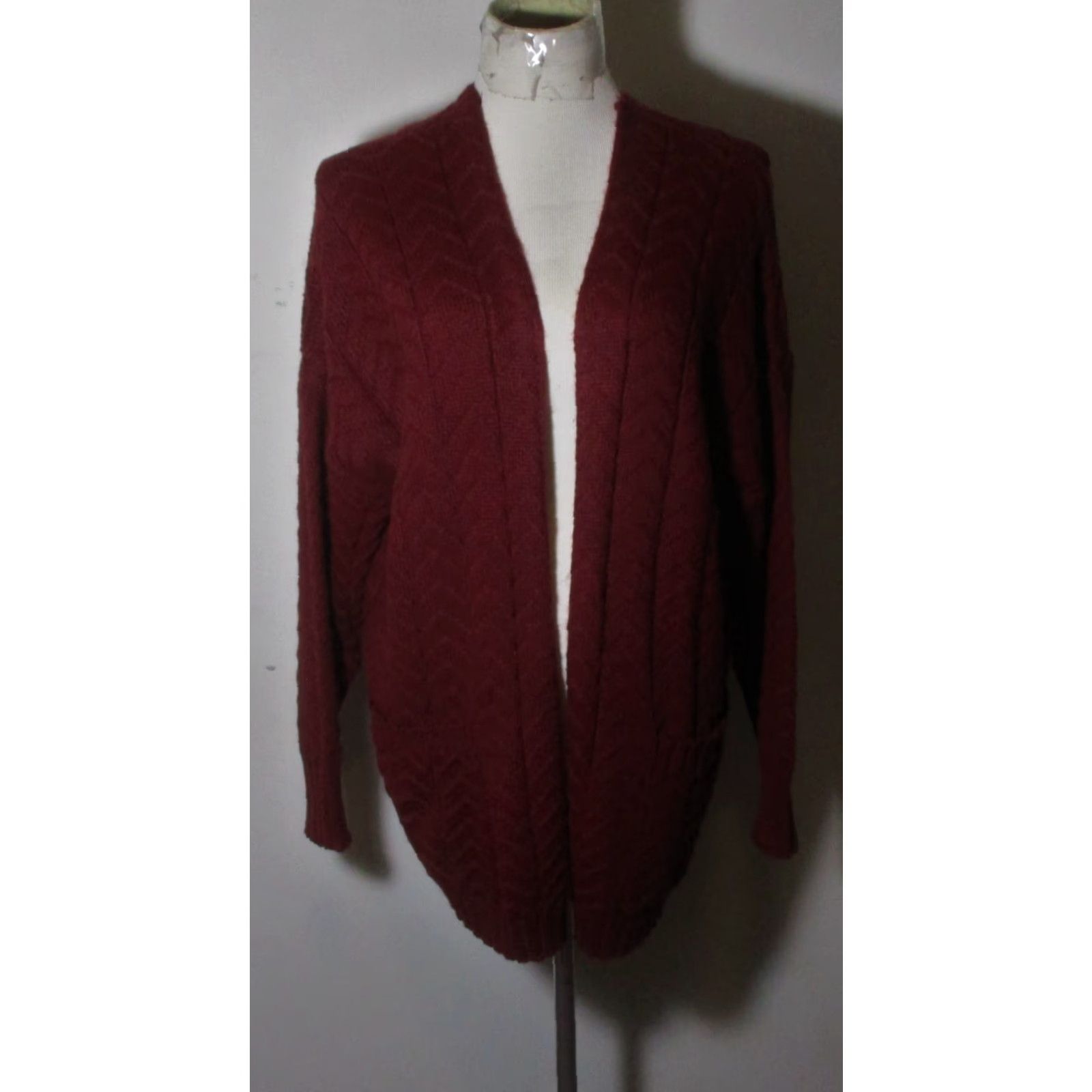Vintage Chiaramente Burgundy Cardigan Wrap Sweater M Women Cardigan Burgundy All Seasons Wool Blend Long Sleeve Knit Classic Crewneck Sl Size M / US 6-8 / IT 42-44 - 2 Thumbnail