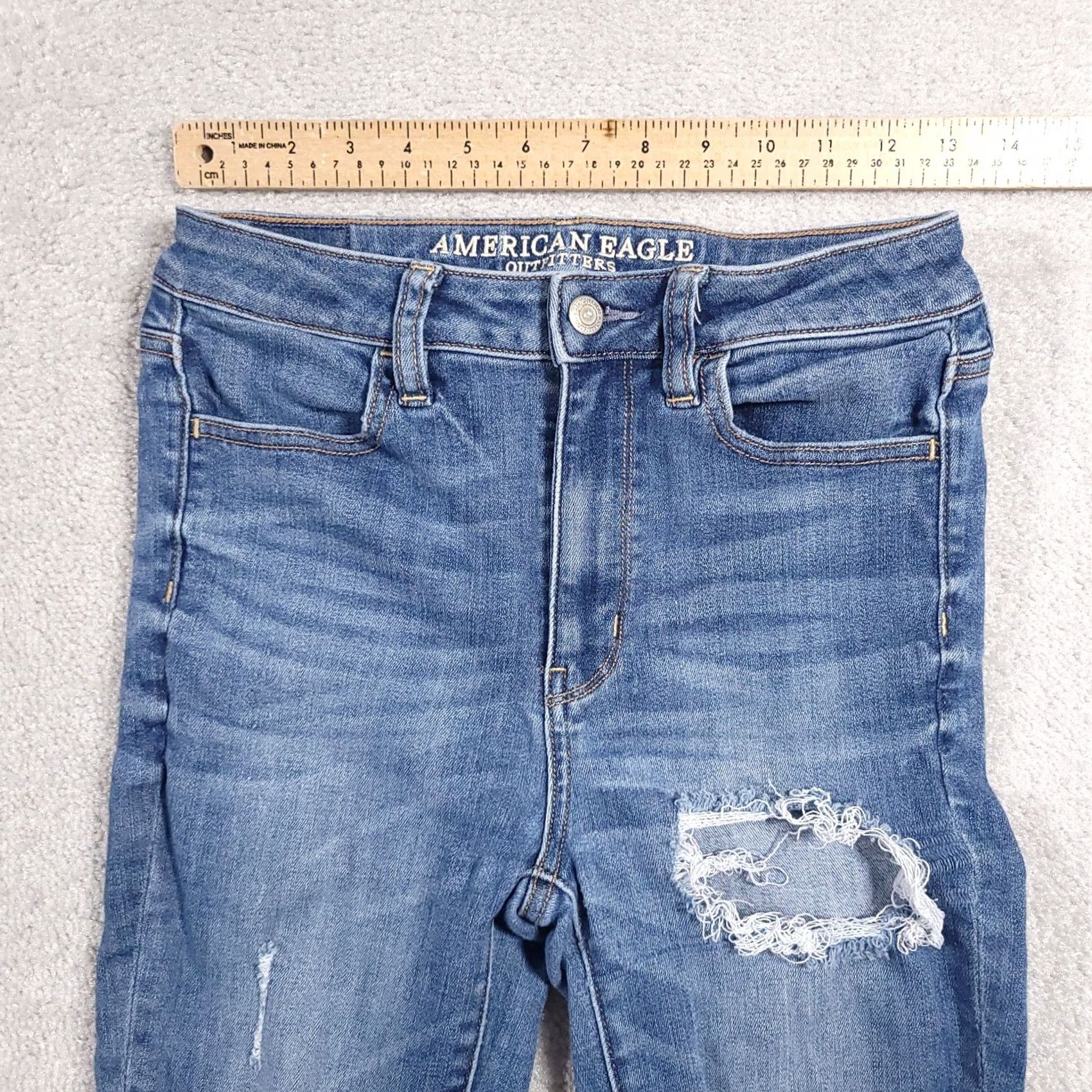 American Eagle Outfitters VINTAGE American Eagle Jeans Skinny Jegging Womens 2 Reg Medium Wash Distressed 4 Regular Boys Girls Mens Womens Size 26" / US 2 / IT 38 - 4 Thumbnail