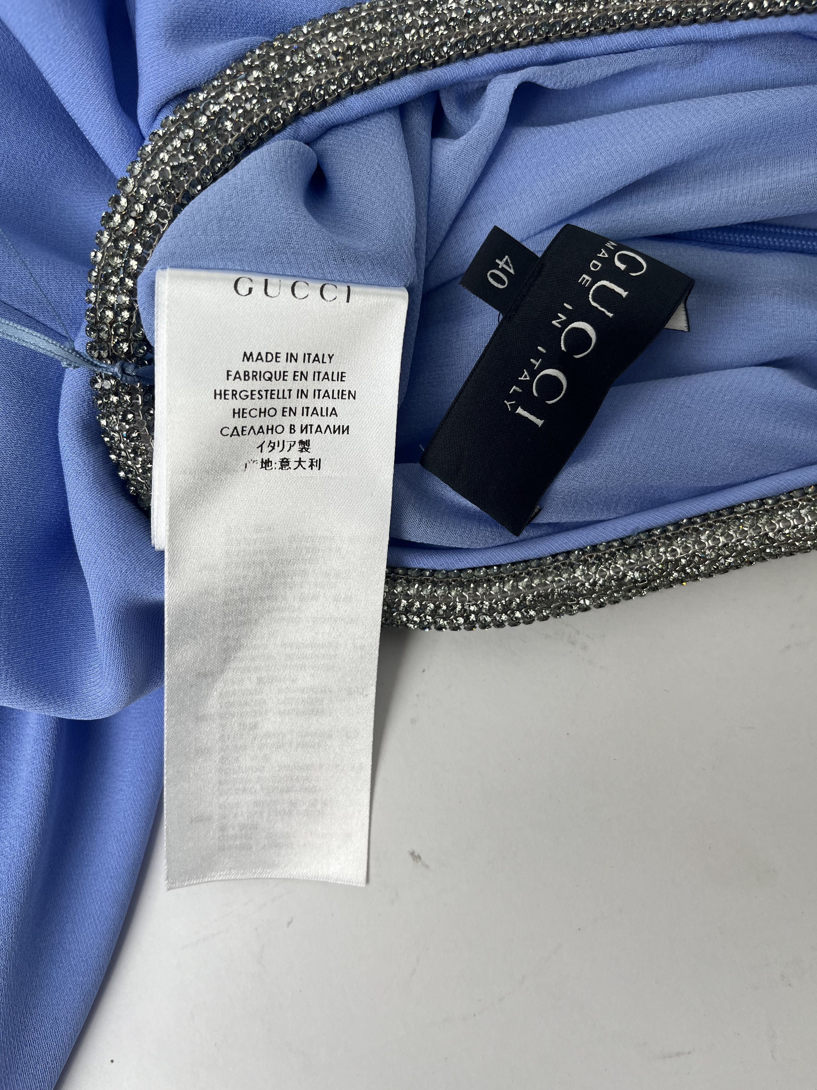 Gucci Baby Blue Diamante Tube Dress Size S / US 4 / IT 40 - 8 Thumbnail