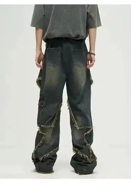 Japanese Brand Star Patch Hombre Distressed Baggy Jean Pant Size US 30 / EU 46 - 6 Thumbnail