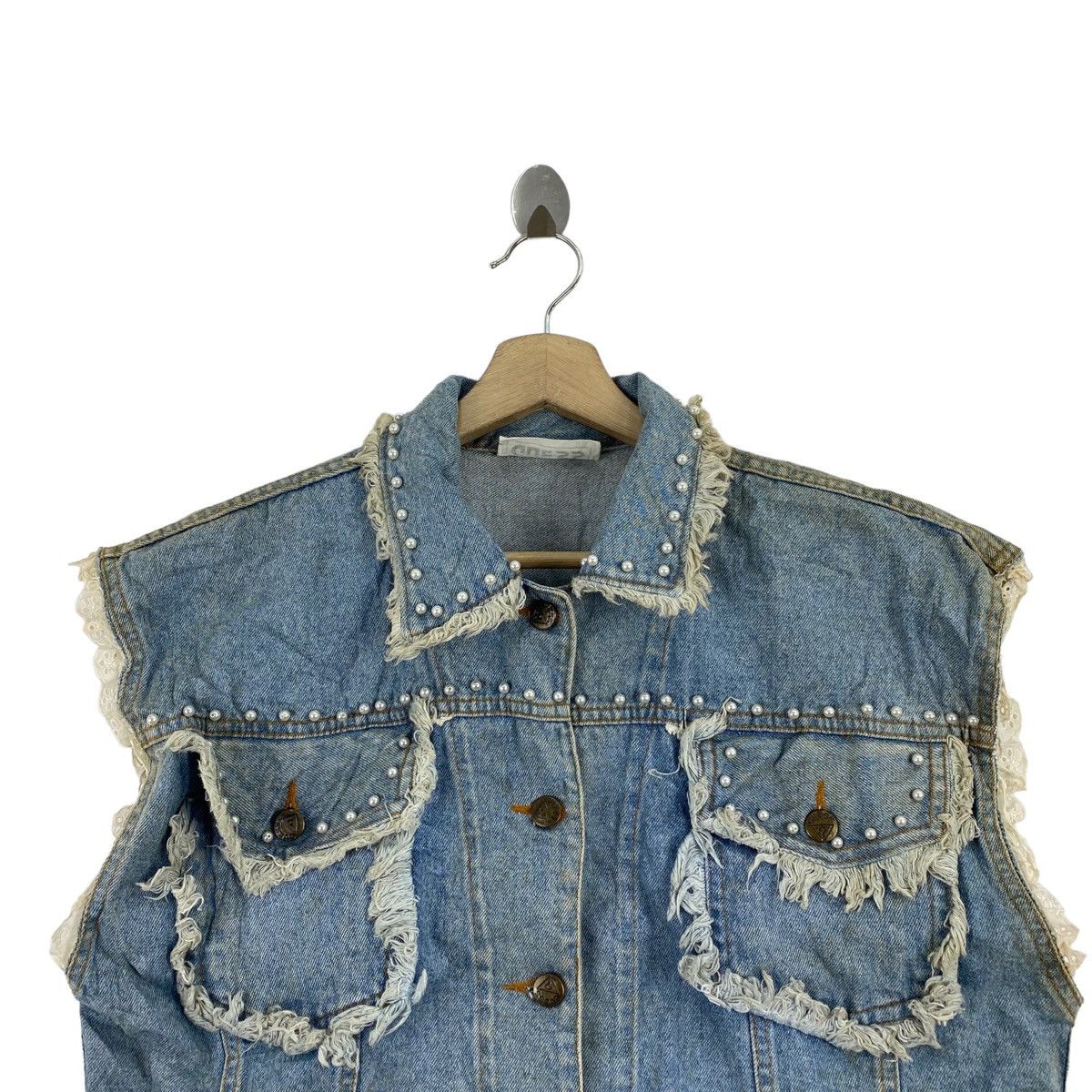 Guess × Vintage Vintage GUESS Retro Style Button Up Sleeveless Denim Jeans Size US M / EU 48-50 / 2 - 2 Thumbnail