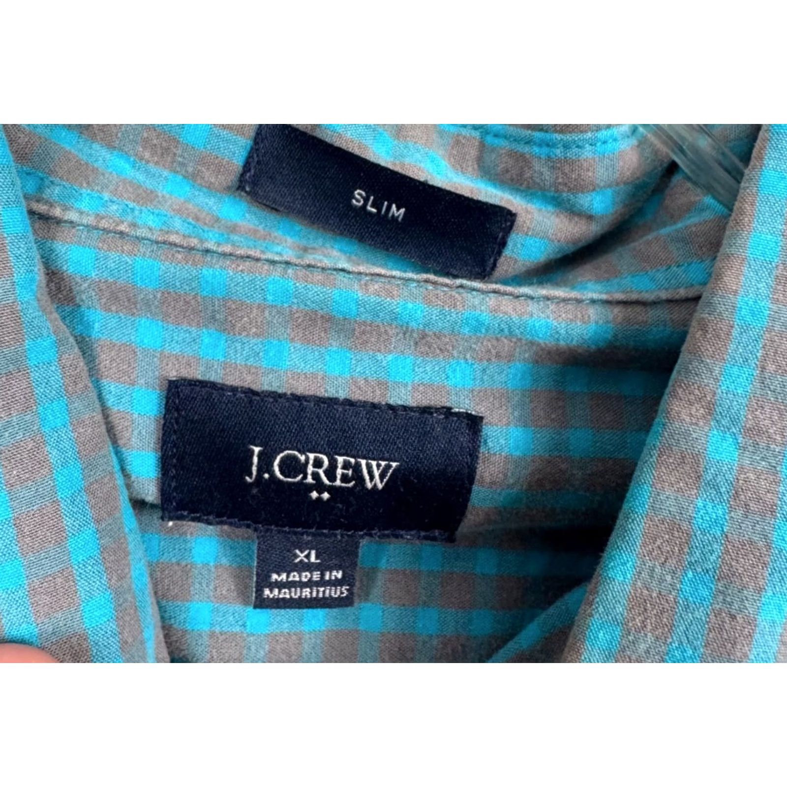 J.Crew J CREW Slim Fit Shirt Mens XL Blue Gray Gingham Check Button Down 100 Cotton L/S Size US XL / EU 56 / 4 - 3 Thumbnail