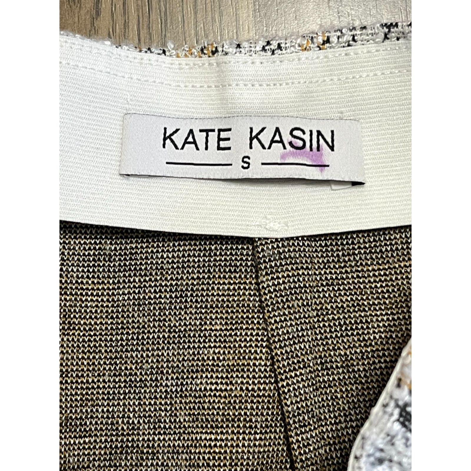 Vintage Kate Kasin Skirt Women's Small White Brown Short Zip Slit Back Size 28" / US 6 / IT 42 - 7 Thumbnail