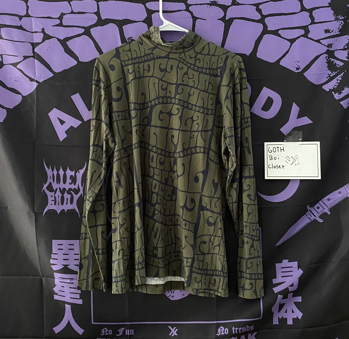 image of Dries Van Noten “Sunday Afternoon” Turtleneck L/s in Green, Men's (Size Medium)