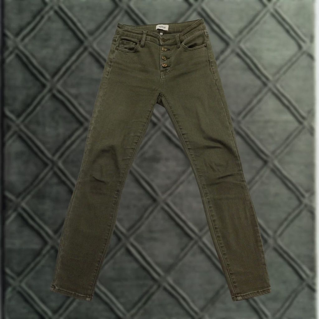 Pistola PISTOLA Jeans Womens 25 (25X27) Green High Rise Button Fly Stretch Lightweight - Regular Fit, Denim, Solid, Straight, Size 25, Green, Women, Jeans Size 42" / US 20 - 1 Thumbnail