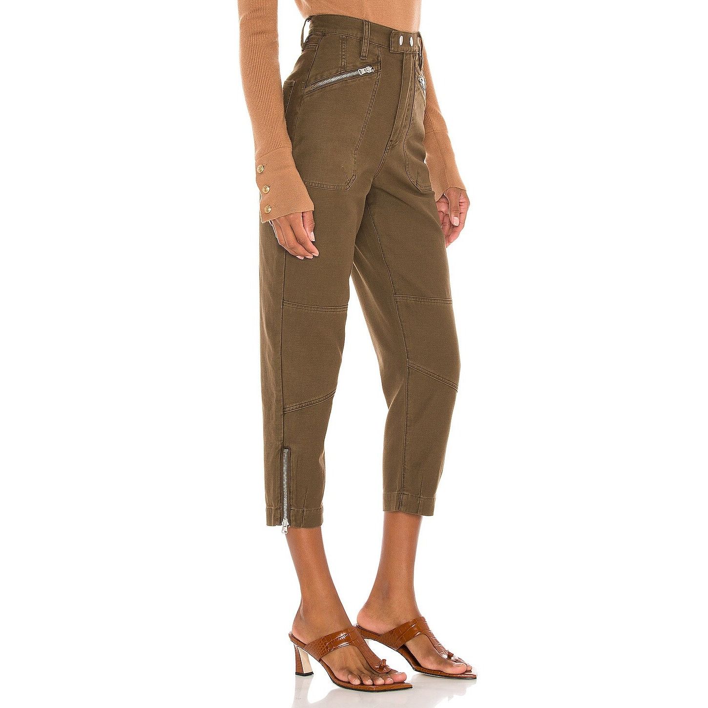 Frame Frame Moto Zip Crop Pants in Washed Army | Size 24 Size 25" / US 0 / IT 36 - 4 Thumbnail