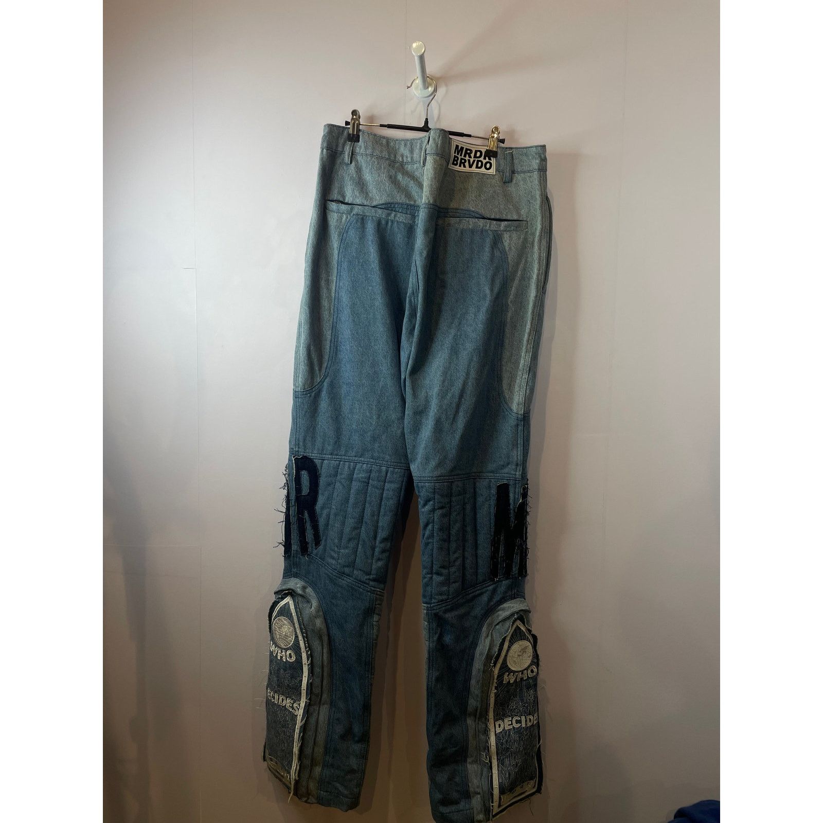 Who Decides War WDW Motif Blue Denim Jeans Used 36 Size US 36 / EU 52 - 2 Thumbnail