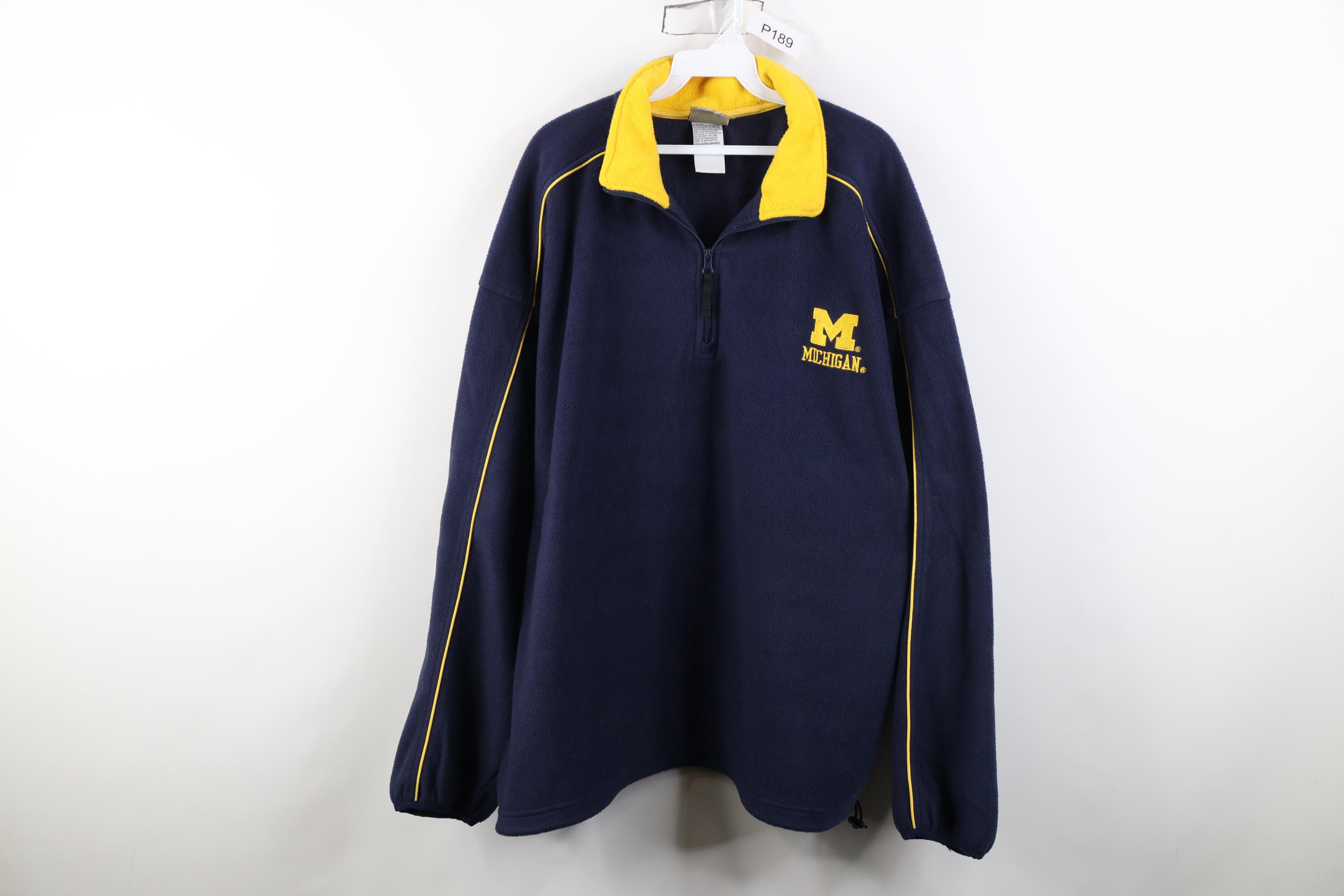 Reebok Vintage Reebok University of Michigan 1/4 Zip Fleece Sweater Size US XXL / EU 58 / 5 - 1 Thumbnail