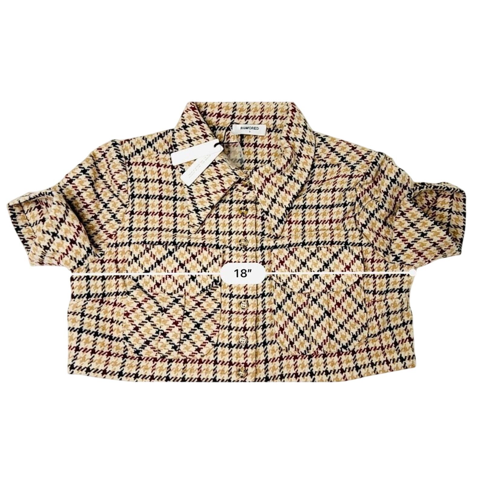 Other Rumored Coco Cropped Top Shacket SMALL Tweedcore Choco Girl Size S / US 4 / IT 40 - 4 Thumbnail