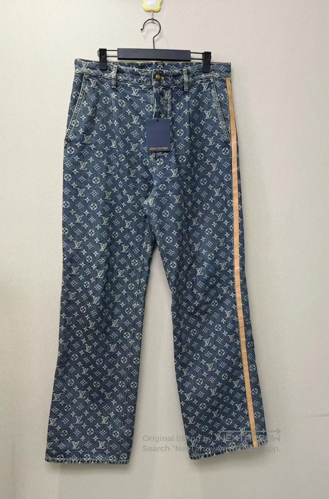louis vuitton blue logo denim pants 32.