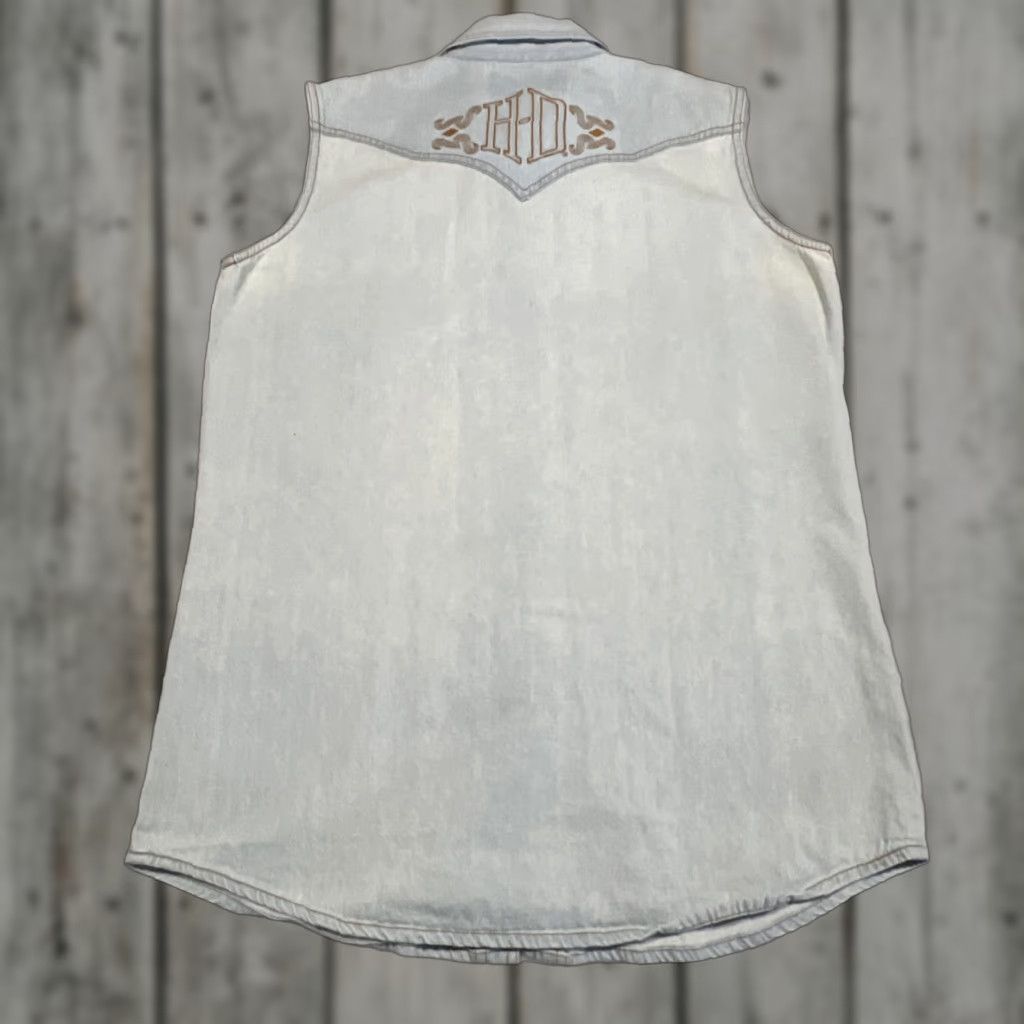 Harley Davidson Harley-Davidson Motorcycles Sleeveless Denim Shirt Womens Medium Snaps Nice Fade Size M / US 6-8 / IT 42-44 - 1 Thumbnail