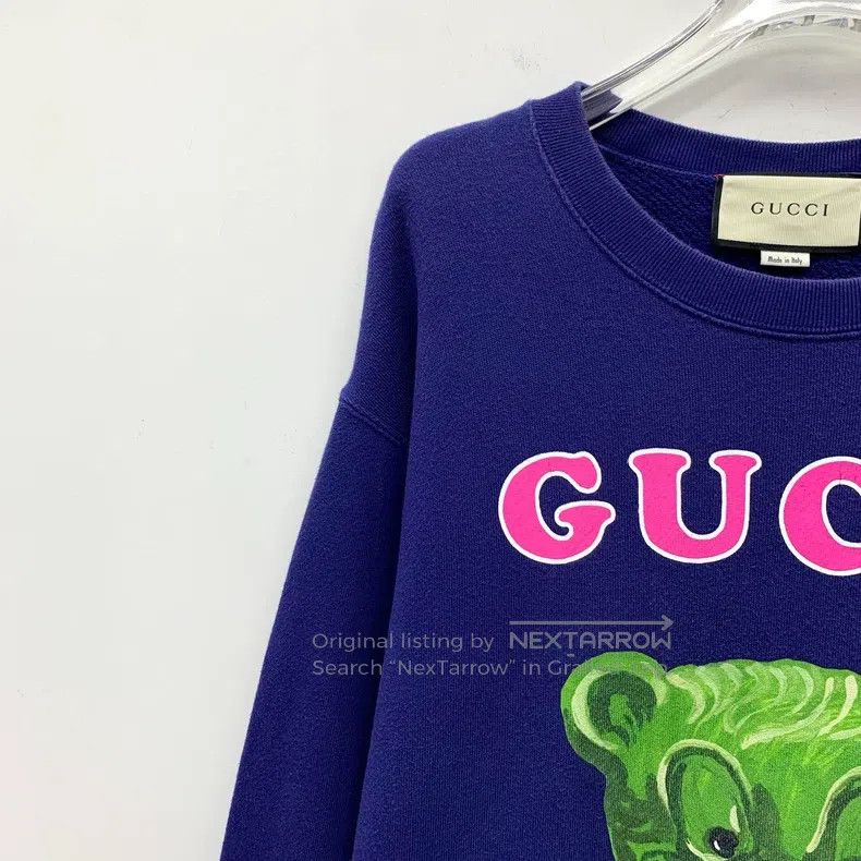 Gucci gucci Dark blue logo letter bear print cotton round neck l Size US S / EU 44-46 / 1 - 3 Thumbnail