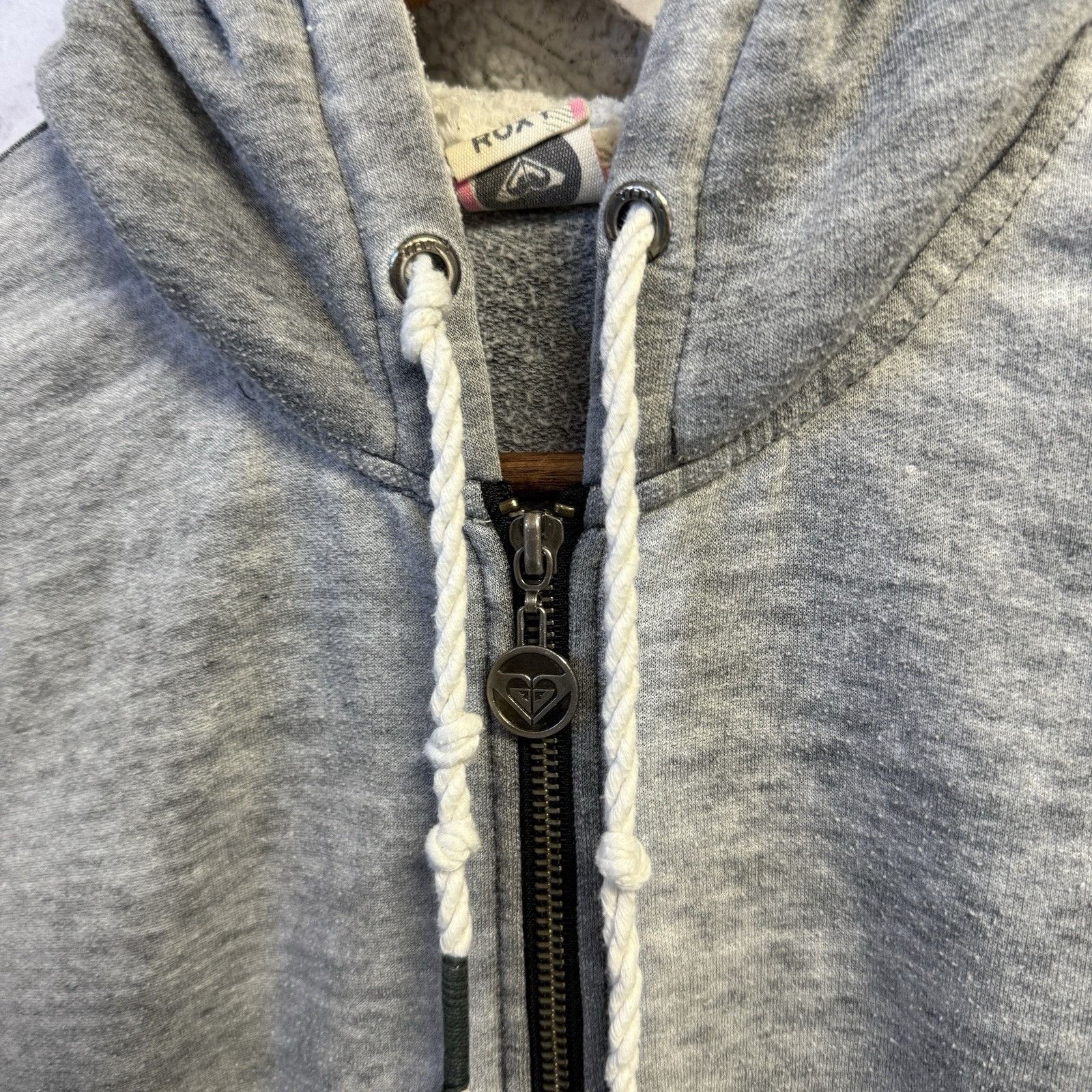 Vintage Roxy Hoodie Sweatshirt Thin Full Zip Gray Womens Large Size L / US 10 / IT 46 - 3 Thumbnail