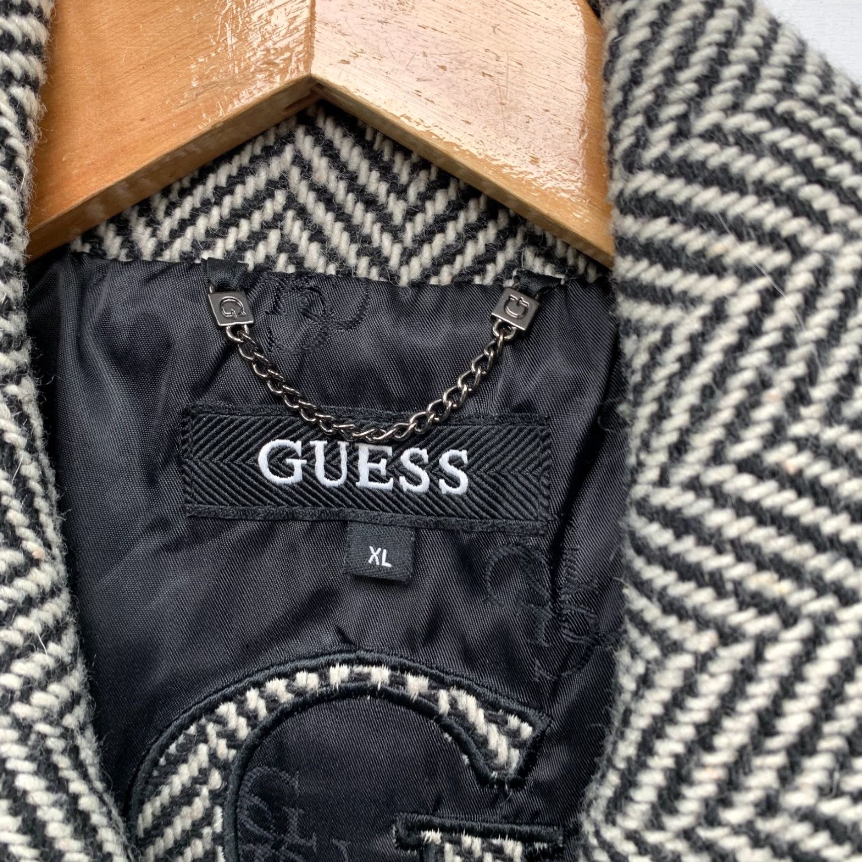 Guess VINTAGE GUESS Wool Tweed Coat Womens XL Gray Herringbone Double Breasted Y2K Coat Womens XL Gray Herringbone Size XL / US 12-14 / IT 48-50 - 5 Thumbnail