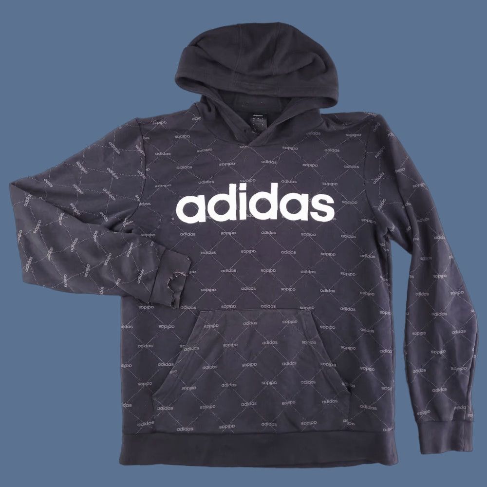 Adidas Adidas Hoodie Men Large Black Distressed Grunge All over Print Sweatshirt Pullover Size US L / EU 52-54 / 3 - 1 Thumbnail