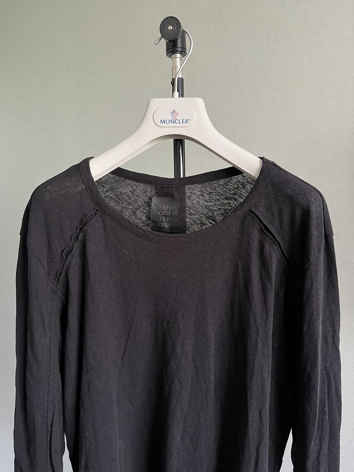 image of Thom Krom Oversized Cotton And Linen Longsleeve in Black, Men's (Size Medium)