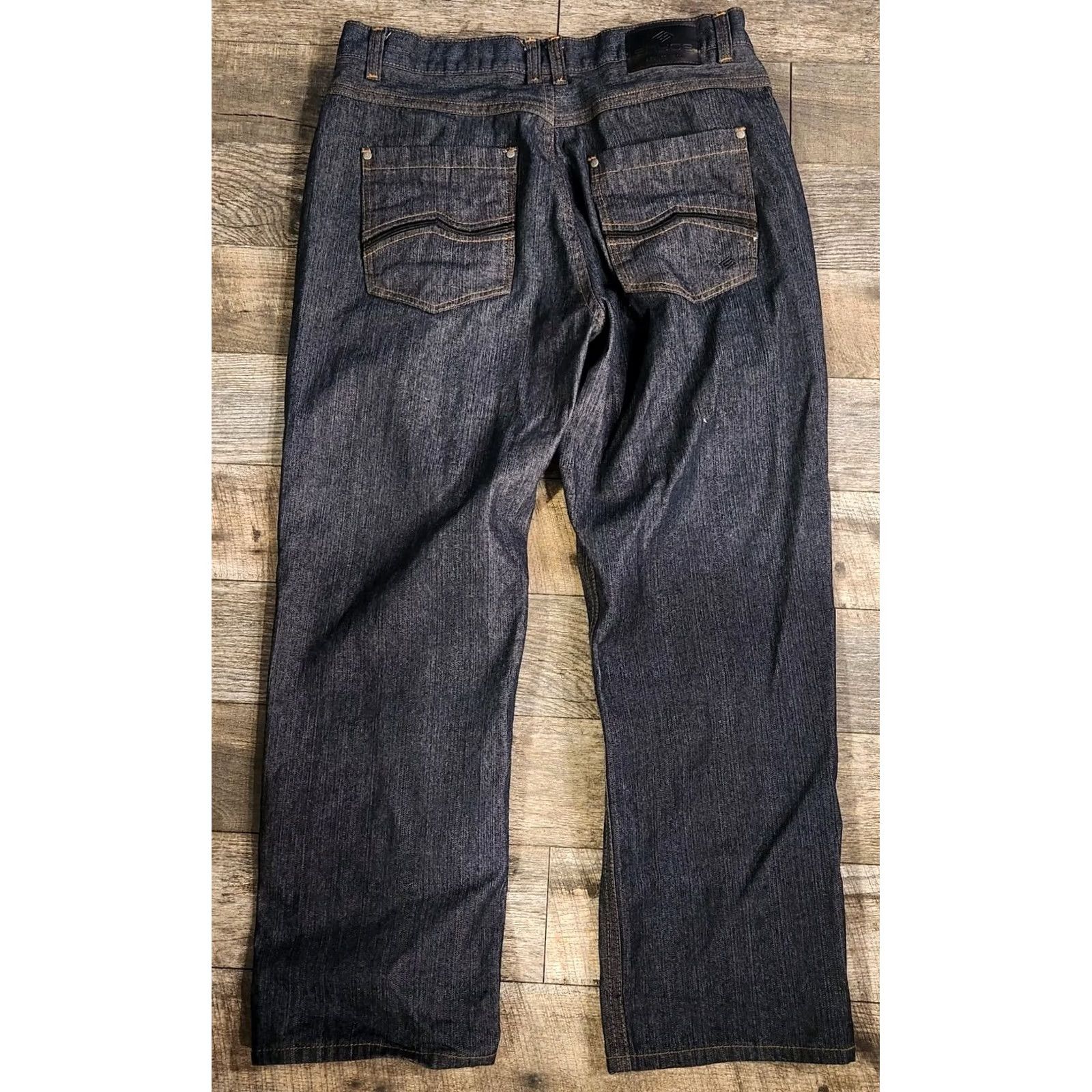 Enyce Enyce Jeans Men's 40X32 Dark Blue Denim Straight Leg Baggy Hip Hop Streetwear Jeans 40 Regular Blue Mens Size US 40 / EU 56 - 7 Thumbnail