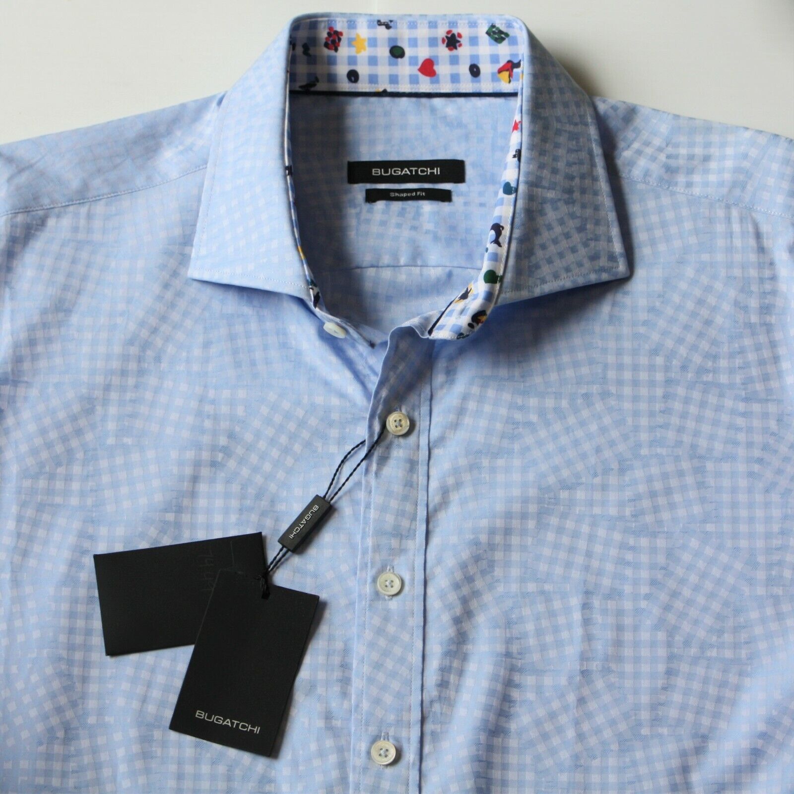 BUGATCHI Shaped Fit Men's Light Blue Dress Shirt size XL NWT Size US XL / EU 56 / 4 - 2 Thumbnail