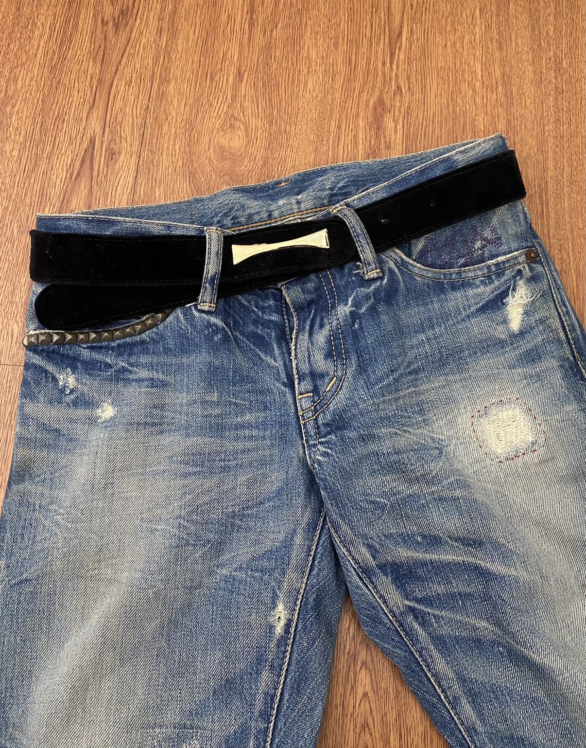 If Six Was Nine × Japanese Brand × Le Grande Bleu (L.G.B.) Black Velvet belt Size ONE SIZE - 3 Thumbnail