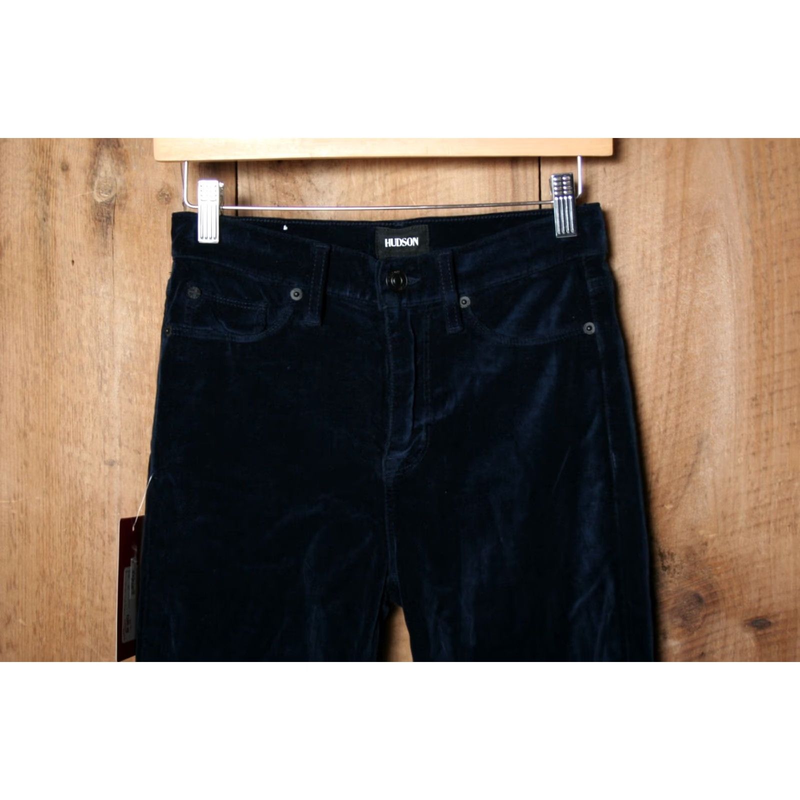 Hudson HUDSON Brix Blue Velvet High Rise Cropped Flare Leg Pants Sz 28 Women Cotton Blend Velvet Silk Look Pants Size 28" / US 6 / IT 42 - 3 Thumbnail