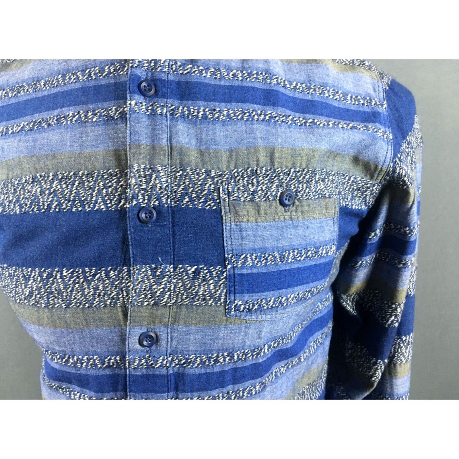 Edwin Edwin Shirt Cotton Blue Men S Button-Up Point Collar Long Sleeve Size US S / EU 44-46 / 1 - 7 Thumbnail