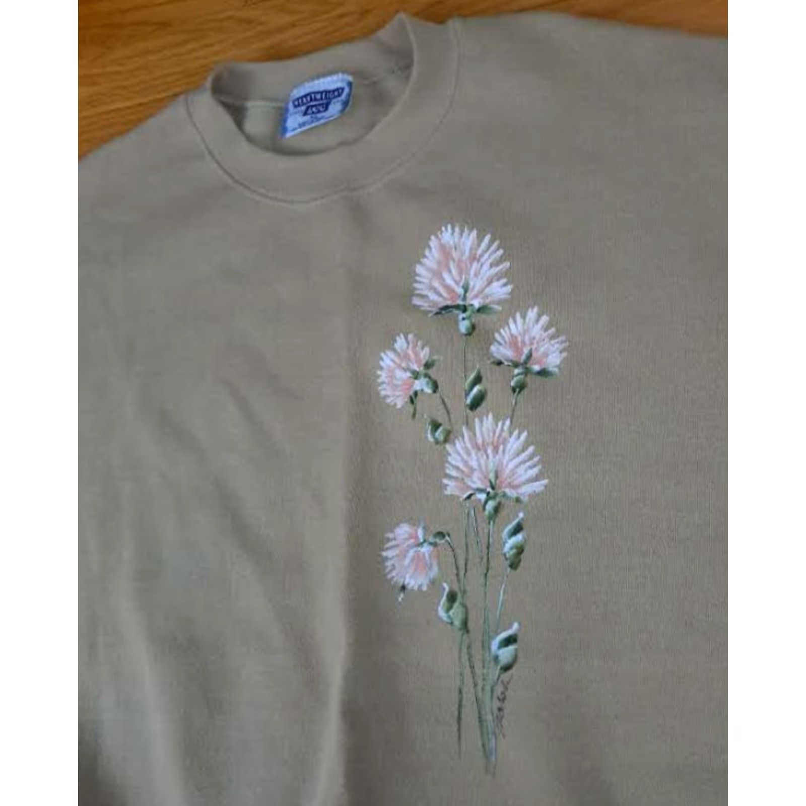 Lee Lee USA Sweatshirt Women XL Multicolor Front & Back Print Wildflowers Heavyweight Cotton Pullover Long Sleeve US Theme 29in Long 25in Pit to Pit Size XL / US 12-14 / IT 48-50 - 2 Thumbnail