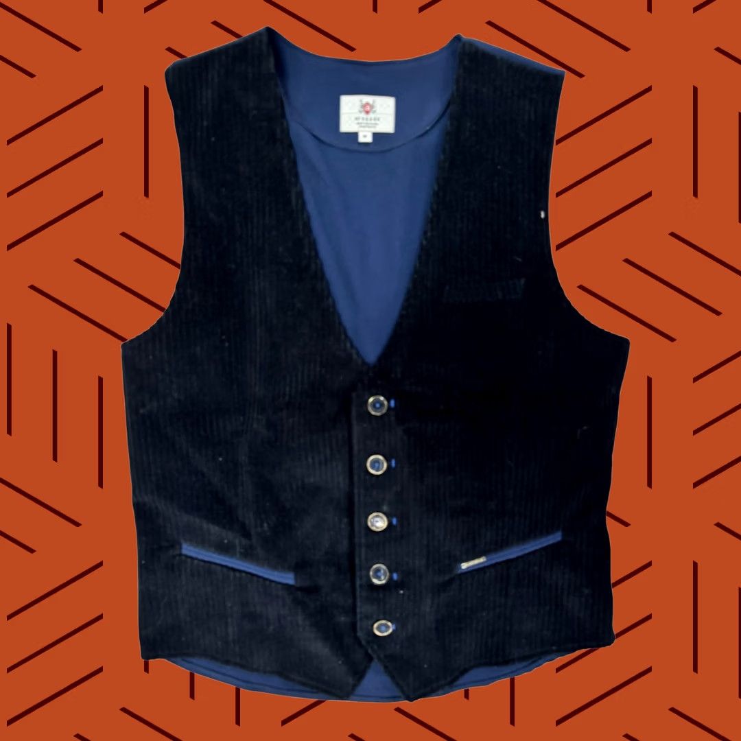 Vintage VINTAGE Aragaza Men's Corduroy Vest Navy Blue M Corduroy Vest Navy Blue Limited Edition Barcelona Men XS? Size US M / EU 48-50 / 2 - 1 Thumbnail