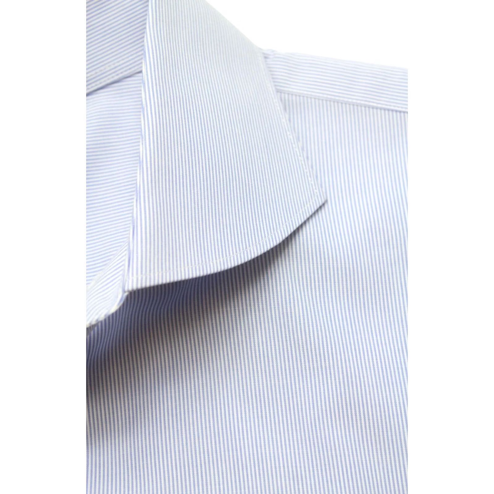 Suitsupply Suitsupply Try On Extra Slim Fit Formal Shirt Men's 43 / 17 Cutaway Collar Blue Pinstripe Dress Shirt Button-Up Button Cuffs Long Sleeve Size 46R - 5 Thumbnail