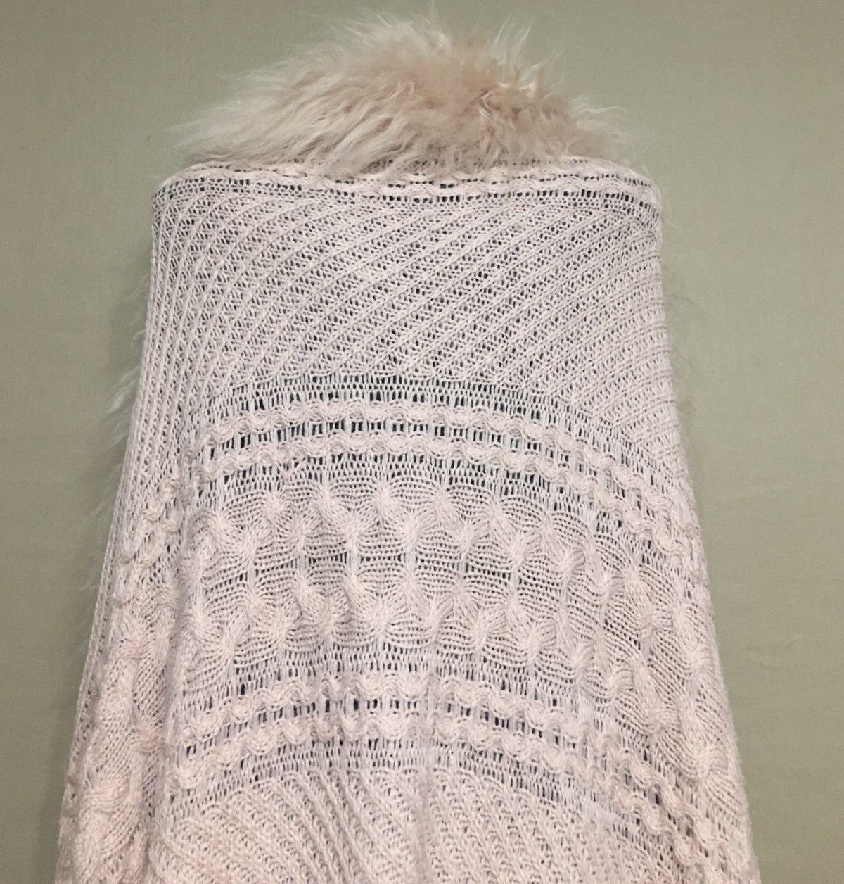 Designer Hayley Menzies Alpaca Knit FurTrim Long Cardigan Sweater Size ONE SIZE - 7 Thumbnail