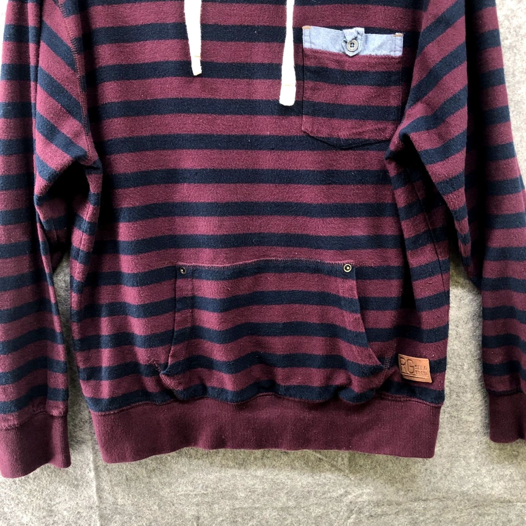 Vintage Fisher And Bennet Hoodie Mens L Burgundy Blue Stripe Pullover Cotton Sweatshirt Size US L / EU 52-54 / 3 - 4 Thumbnail