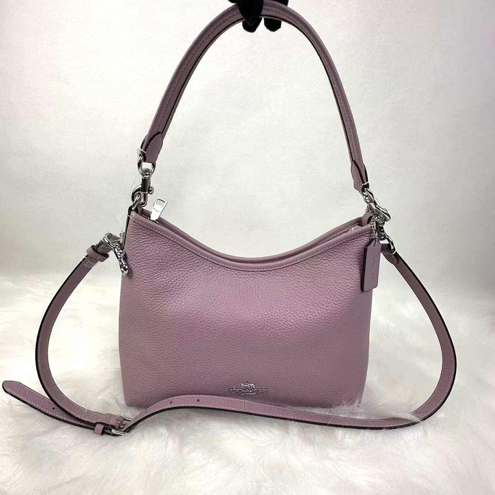 Coach Laurel Shoulder Crossbody Bag In Leather Silver/lilac in Purple, Women's