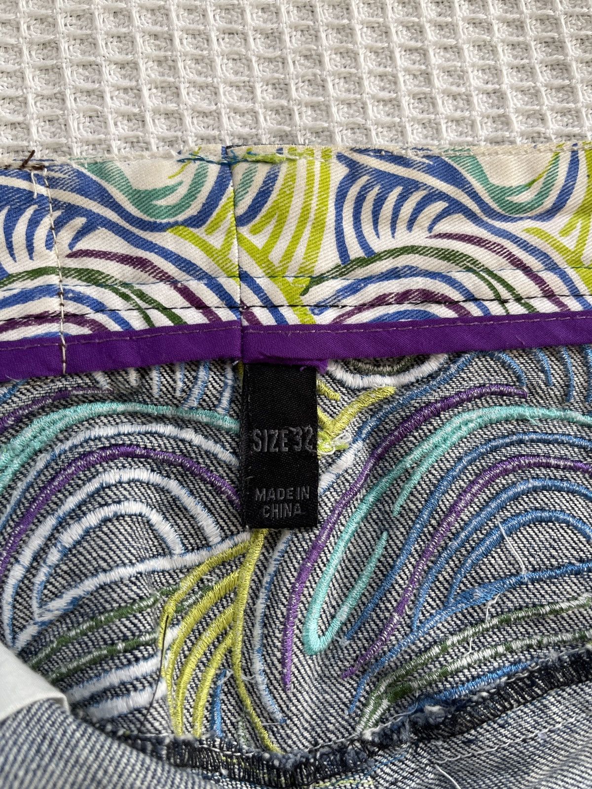 Japanese Brand Rare🔥Japan Designer Embroidery Baggy/Wide Leg Jeans Size US 31 - 9 Thumbnail