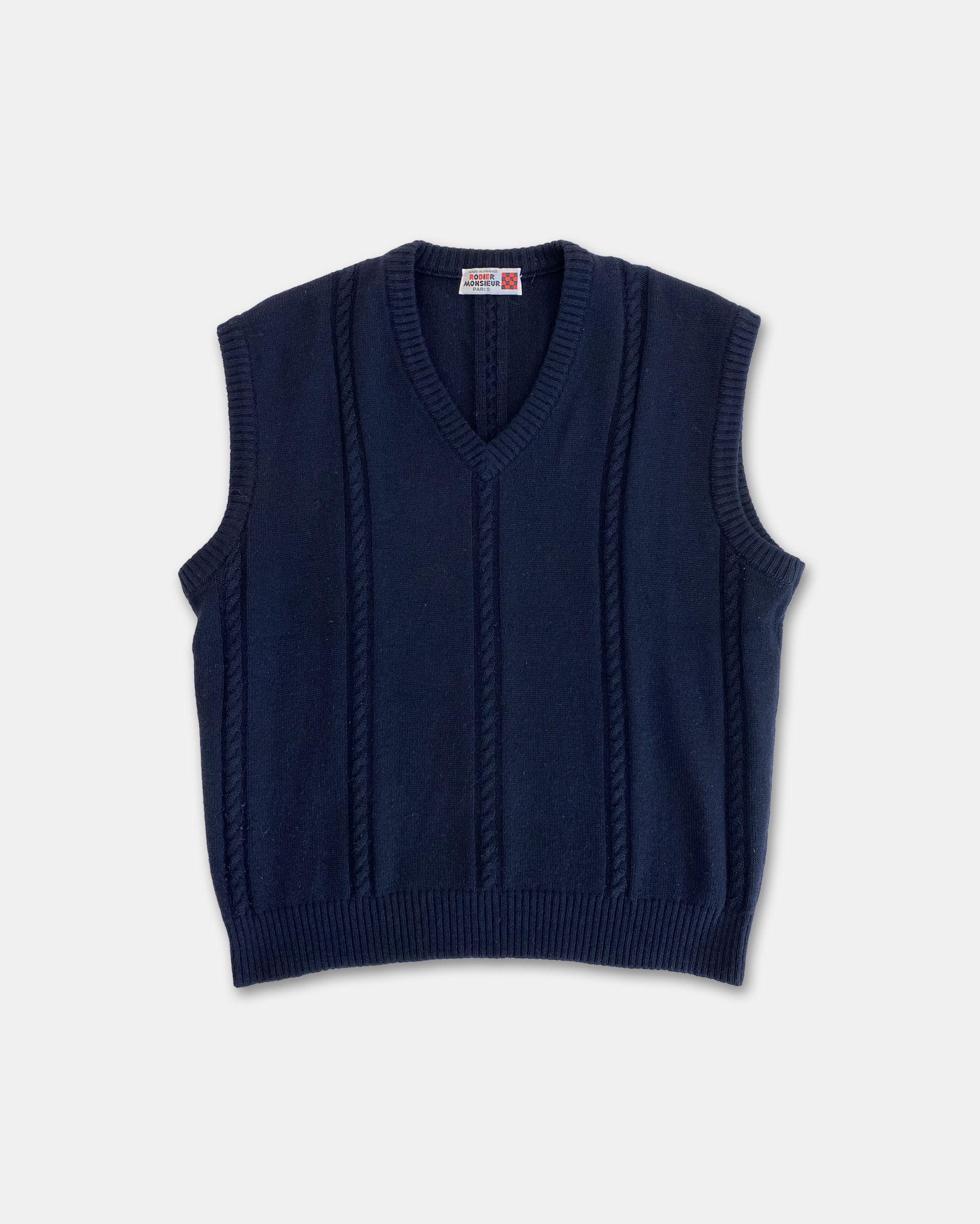 Vintage Rodier Monsieur Paris 1980s Knit Sweater Vest Size US XL / EU 56 / 4 - 1 Thumbnail