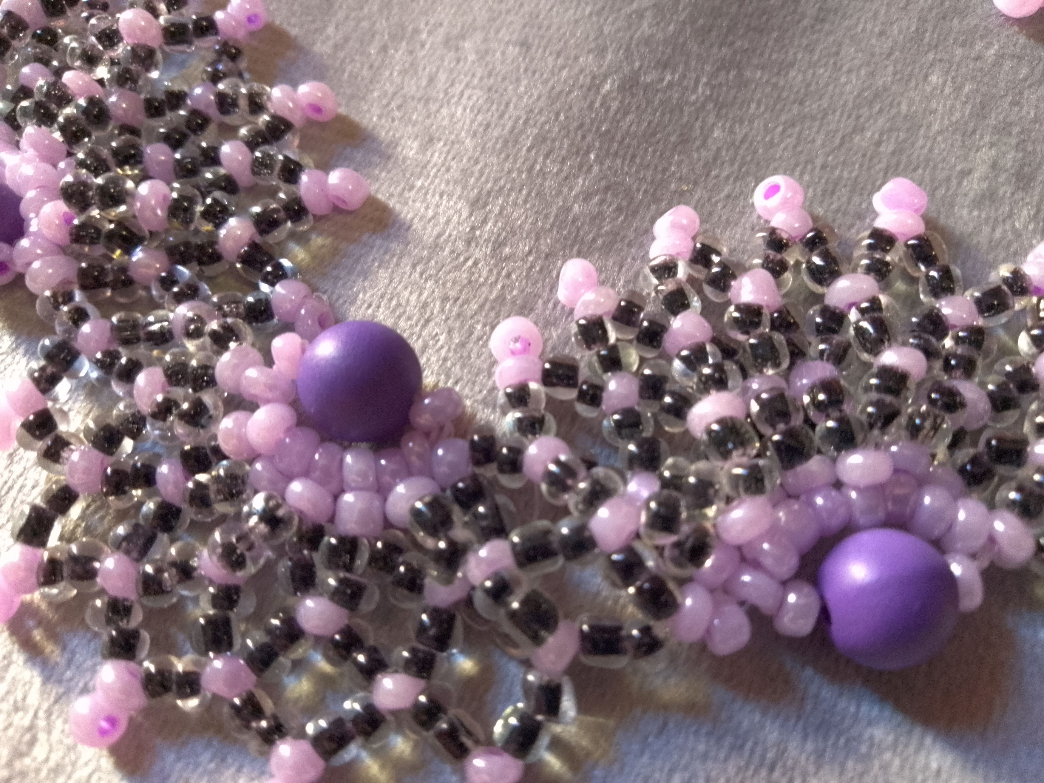 Handmade Necklace Netted Elegant Pearls Beaded Black Purple Size ONE SIZE - 7 Thumbnail