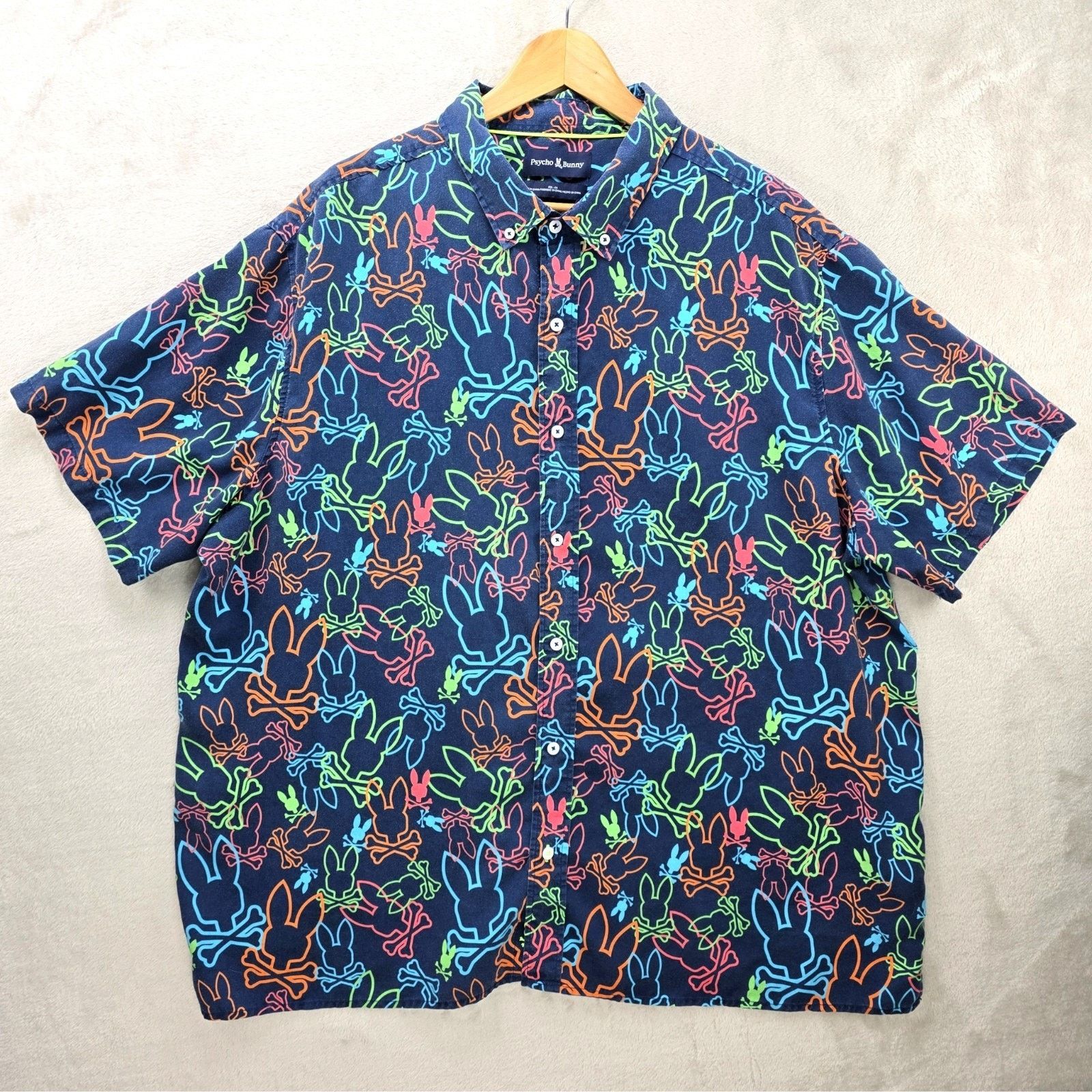Psycho Bunny Psycho Bunny Button Down Shirt XXL Barret All Over Print AOP Size US XXL / EU 58 / 5 - 1 Thumbnail