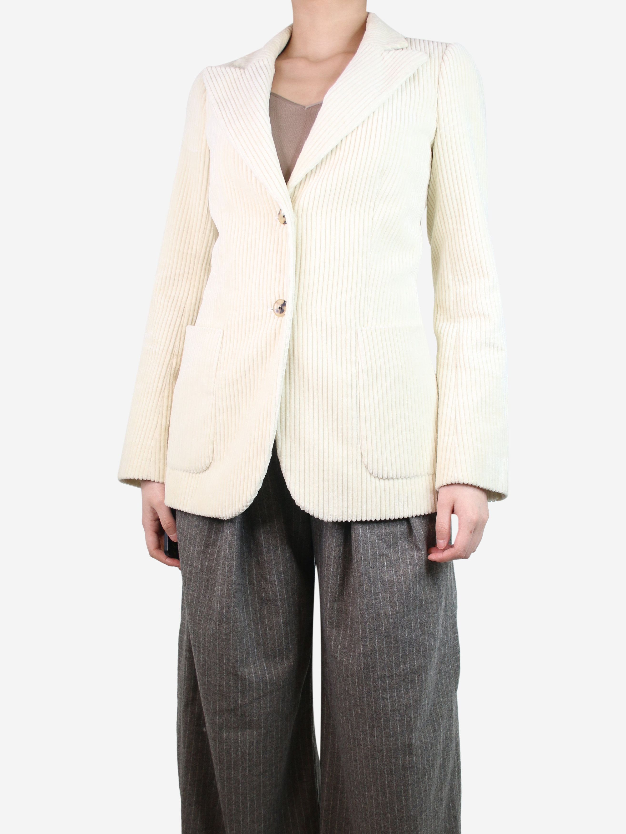 image of Bella Freud Cream Corduroy Jacket - Size Uk 10, Women's
